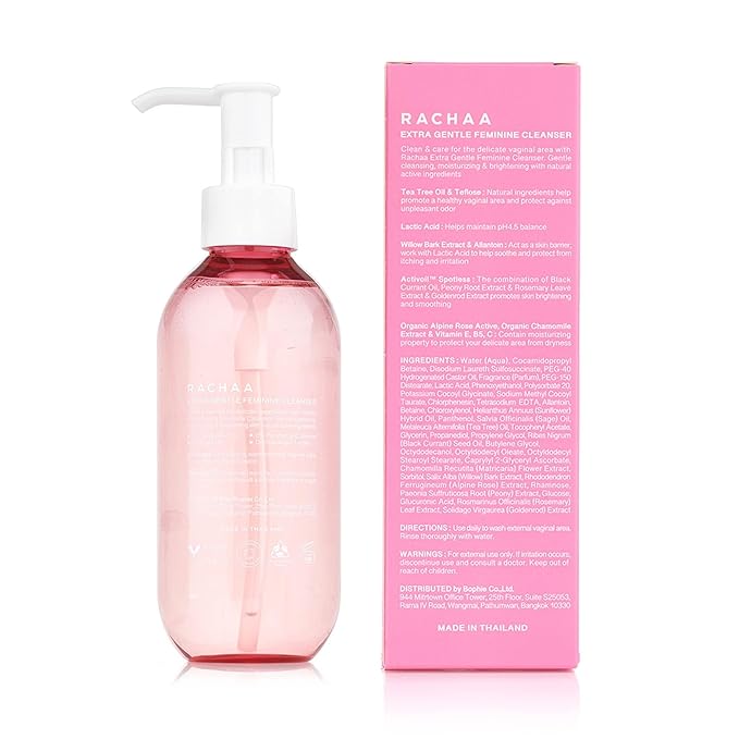 RACHAA Feminine Wash for Women - Gentle Daily Intimate Cleanser for Lightening, Moisturizing, Cleansing with Vitamin C, Tea Tree Oil & Lactic Acid - Sensitive, Hypoallergenic & pH Balance, 6.76 FL.Oz