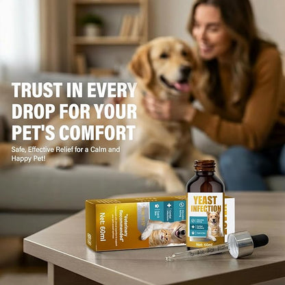 Yeast Infection Treatment for Dogs, Dog Anti Yeast Drops Treatment, Natural Dog Ear Yeast Infection Treatment Supports Immune System & Skin Microbiome