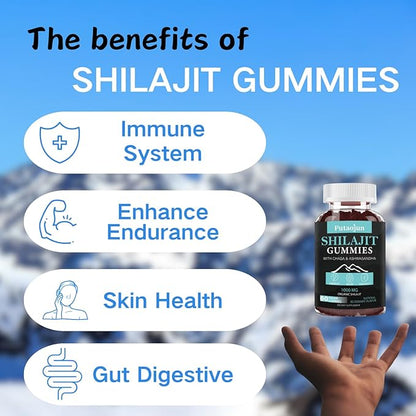 Shilajit for Man,Woman & Kid.Himalayan Gold Shilajit Gummies.1000mg Shilajit,200mg Ashwagandha,200mg Chaga,100mg Ginseng,100mg Saw Palmatto,60mg Black Seed Oil