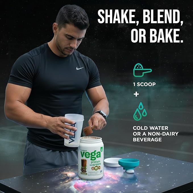 Vega Protein and Greens Protein Powder, Chocolate - 20g Plant Based Protein Plus Veggies, Vegan, Non GMO, Pea Protein for Women and Men, 1.2 lbs (Packaging May Vary) (Pack of 1)
