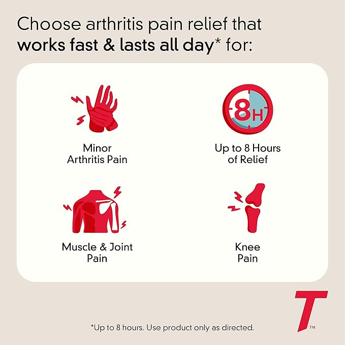 Tylenol 8 Hour Arthritis Pain Relief Extended-Release Tablets, 650 mg Acetaminophen, Joint Pain Reliever & Fever Reducer Medicine, Oral Pain Reliever for Arthritis & Joint Pain, 50 Count