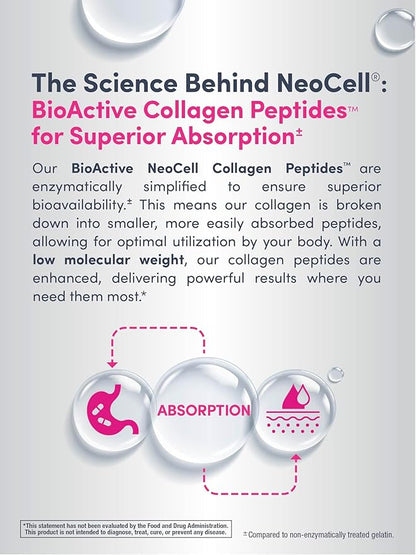 NeoCell Collagen Peptides | 250 Tablets | with Vitamin C | Grassfed Supplement | Hair, Skin, & Nails | for Women and Men