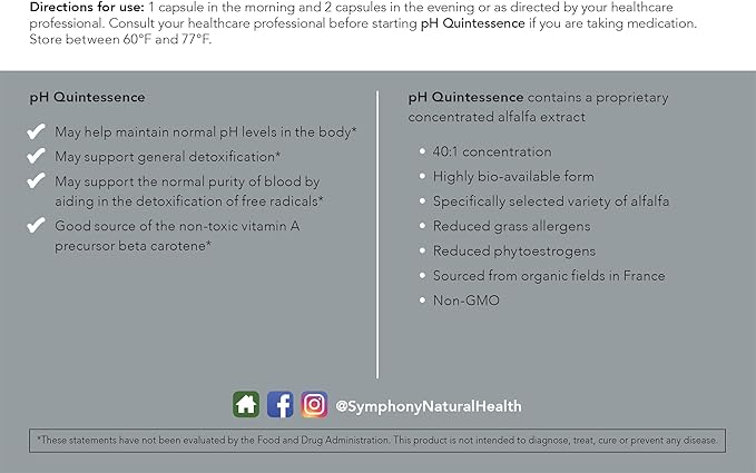 pH Quintessence® – Daily Greens Support for pH Balance & Metabolic Health | 40:1 Alfalfa-Based Formula for Alkalinization, Detoxification & Hormone Metabolism Support (180 Vegan Capsules)