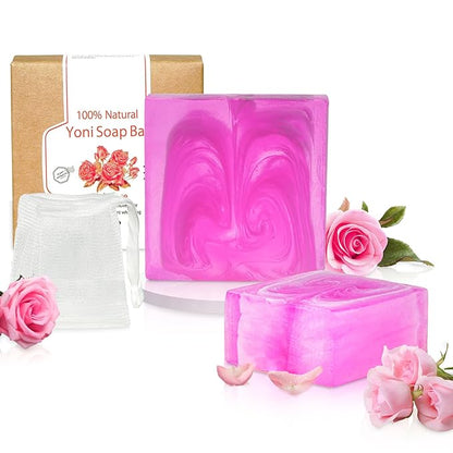 Yoni Soap Bars PCS Of 2, Ph Balance for Women Yoni Wash Vaginial Deodorants, Organic , Handmade Vagina Soap Natural Feminine Wash, Vaginal Care Soap with Bubble Net 3.53 oz