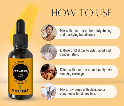 Earth N Pure Orange Essential Oil Natural and Therapeutic Grade 15 ml