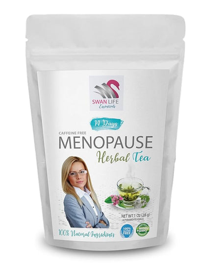 black cohosh for menopause - MENOPAUSE HERBAL TEA 14 days, caffeine free, black cohosh, gingko leaf, red clover herb, cinnamon chip, eleuthero, licorice - licorice root extract for menopause, 1 Bag