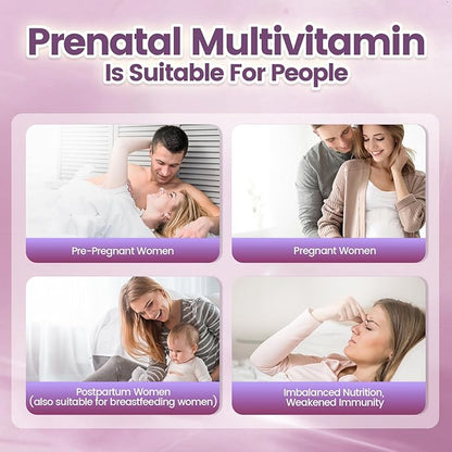 VivoNu 20 in 1 Prenatal Multivitamin, Prenatal Vitamins for Women, Vitamin C D3 K2 B6 B12, Folic Acid, Omega 3 DHA, Choline, Probiotic, Iron, Calcium, Zinc & Magnesium, 300 Softgels