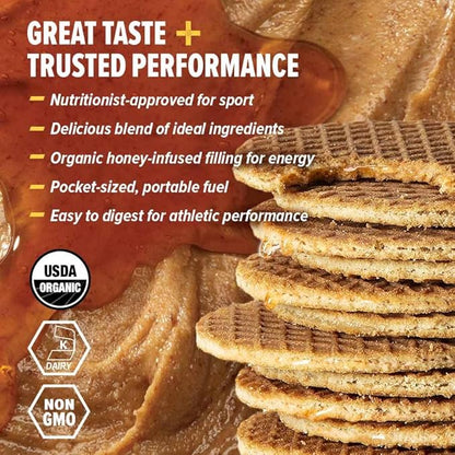 Honey Stinger Organic Almond Butter Maple Waffle, Energy Stroopwafel for Exercise, Endurance and Performance, Sports Nutrition for Home & Gym, Pre and Post Workout, 16.96 Ounce (Pack of 16)