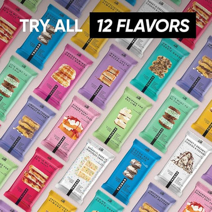 TRUBAR Vegan Protein Bar, Sweet & Dreamy Cookies and Creamy, Gluten Free, Plant Based Protein, Dairy Free, Non GMO, Soy Free, No Sugar Alcohols, 12G Protein, 12G Fiber, 23G Carb,Snack Bars, 12ct