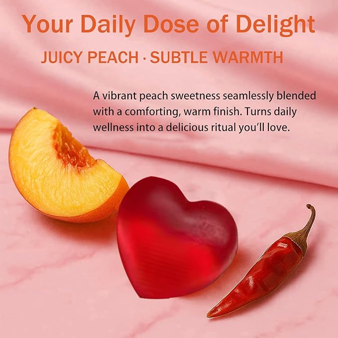 Spicy Gummies Cubes for Couples, Adults Intimacy Hot Peach Gummy with Chili Pepper, Muira Puama, Maca Root and Epimedium, Plant-Based Daily Wellness Support, Vegan, Non-GMO – 60 Gummies
