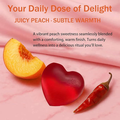 Spicy Gummies Cubes for Couples, Adults Intimacy Hot Peach Gummy with Chili Pepper, Muira Puama, Maca Root and Epimedium, Plant-Based Daily Wellness Support, Vegan, Non-GMO – 60 Gummies