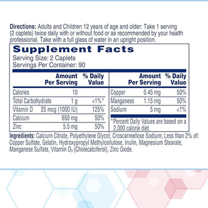 Citracal Maximum Plus Calcium Supplement - Calcium Citrate with Vitamin D3, Zinc, & Essential Minerals for Bone Health Support, Ages 12+, 180 Count (Packaging May Vary)