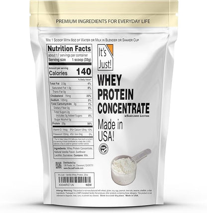 It's Just! - 100% Whey Protein Concentrate, Made in USA, Premium WPC-80, Natural Vanilla Flavor (1.25 Pound, /Vanilla)