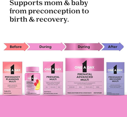 One A Day Prenatal Vitamins for Women Gummies- Pregnancy Vitamins for Women with Folic Acid, DHA, Iodine, Prenatal Gummies, Iron-Free, 60 Ct