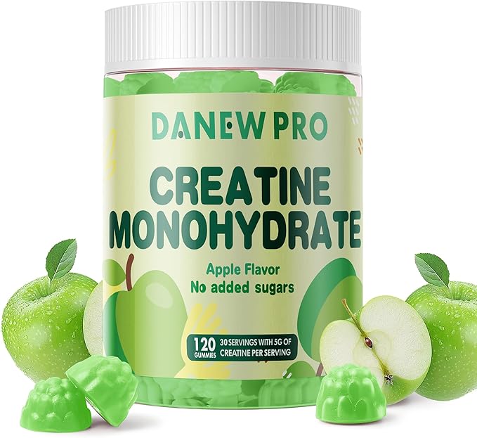 NSF Certified Creatine Gummy 5g - Creatine Monohydrate Gummies for Men & Women, Creatine Monohydrate for Muscle Strength, Muscle Builder, Energy Boost, Pre-Workout Supplement(120 Count)-Apple