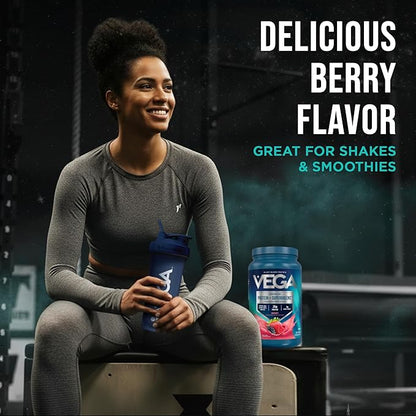 Vega Protein + Supergreens - 20g Plant-Based Protein, Berry, 26 Servings, Real Greens & Veggies, Vegan Keto, 0g Added Sugar, Non-GMO, Gluten Free, Dairy Free, 1.7lbs (Packaging May Vary)