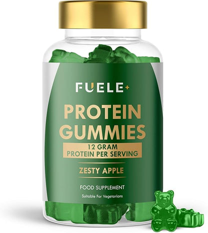 Protein Gummies – 12g High Protein Snack, Zesty Apple Flavor, No Added Sugar, Whey Protein Gummies, Supports Muscle Recovery, Post Workout Supplement (60 Gummies)