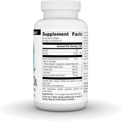 Source Naturals Flax Seed-Primrose Oil, Omega 3,6,9 EFA Complex, 1300mg - 90 Softgels