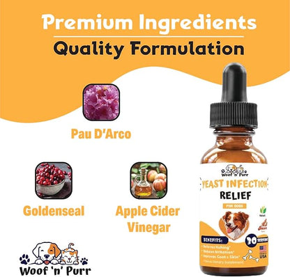 Natural Yeast Infection Treatment for Dogs - Helps to Support Itching Relief, Allergy Relief, Inflammation Relief & More - Itch Relief for Dogs - Dog Ear Infection Treatment - Dog Itch Relief - 1 oz