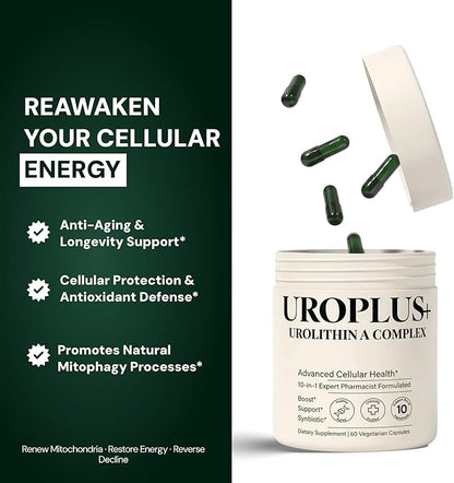 10-in-1 UROLITHIN A 1250mg Liposomal Longevity Complex | w. NAD+, Nicotinamide Riboside & Resveratrol | Mitochondrial Support Promotes Cellular Energy, Anti-Aging & Muscle Recovery