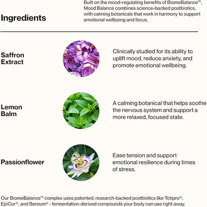 SecondKind Anxiety & Stress Relief Supplement – Saffron & Postbiotic Supplement for Emotional Support – 1000x More Active Ingredients Than Probiotics. Made with BiomeBalance™ in the USA, 60 Capsules