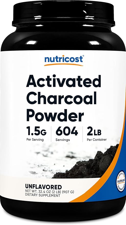 Nutricost Activated Charcoal Powder 2lbs - Food Grade Powder, Toothpaste, Facemask, Odor Control, Vegetarian, Gluten Free, Non-GMO