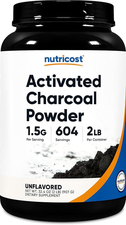 Nutricost Activated Charcoal Powder 2lbs - Food Grade Powder, Toothpaste, Facemask, Odor Control, Vegetarian, Gluten Free, Non-GMO