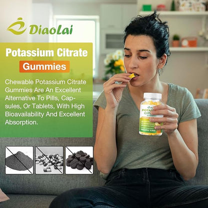 Potassium Citrate 1500mg Gummies - Potassium Supplement for Women & Men, Supports Leg Cramp Relief & Muscle Health, Vegan, Pineapple Flavor (60 Count)