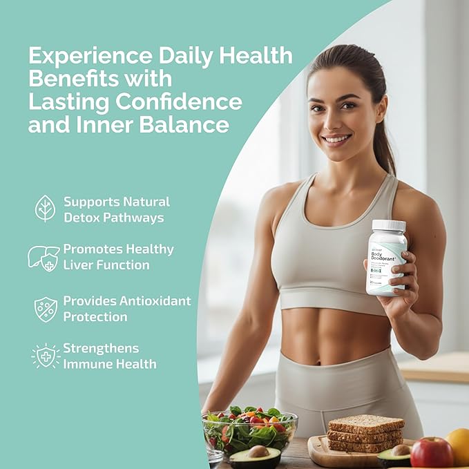 Body Deodorizing Supplement - Chlorophyll Complex Odor Eliminator Internal Deodorant Capsules for Women Men - Natural Fresh Breath Skin Health Feminine Care Odor Control & Deodorizer Pills