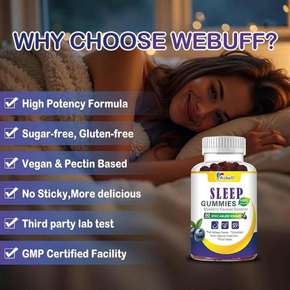 Sleep Gummies with 5mg Melatonin for Adults – Fall Asleep Faster with Non-Groovy Morning, Sugar Free Sleep Aid Supplement, Non-Habit Forming, Blueberry Flavor, 60 Count (Pack of 1)