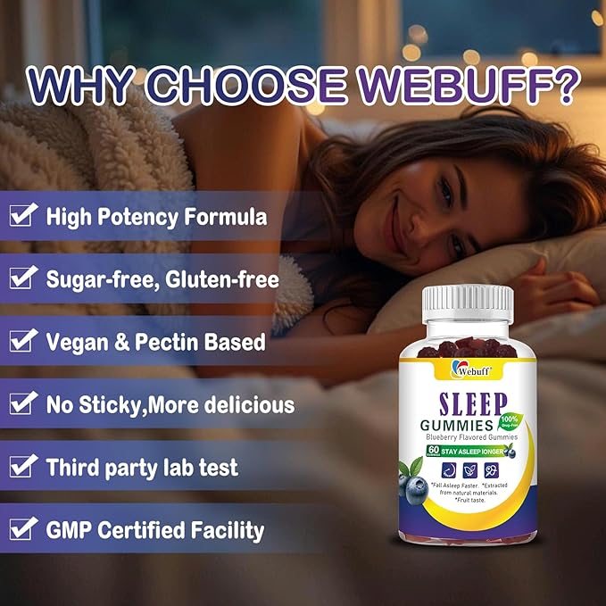 Sleep Gummies with 5mg Melatonin for Adults – Fall Asleep Faster with Non-Groovy Morning, Sugar Free Sleep Aid Supplement, Non-Habit Forming, Blueberry Flavor, 60 Count (Pack of 2)