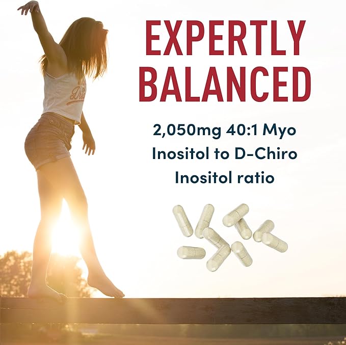 Myo-Inositol & D-Chiro Inositol 40:1 Ratio 2,000 mg - PCOS Supplements with Maca Root & Ashwagandha - Ovarian Health Support Vitamins - Hormone & Fertility Supplements for Women - 120 Vegan Caps