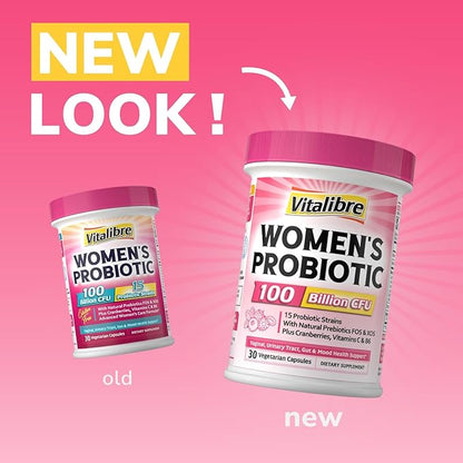 Probiotics for Women 100 Billion CFU 15 Strains, Daily Probiotic & Prebiotic Supplement with Organic Cranberry to Support Vaginal, Digestive, Immune Health, Shelf Stable, 30 Vegan Capsules