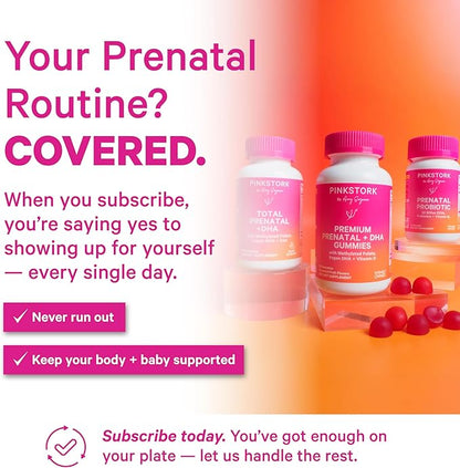Pink Stork Premium Prenatal Gummy Vitamins with DHA, Folate, and Vitamin D - 60 Vegan Gummies - 2 Pack