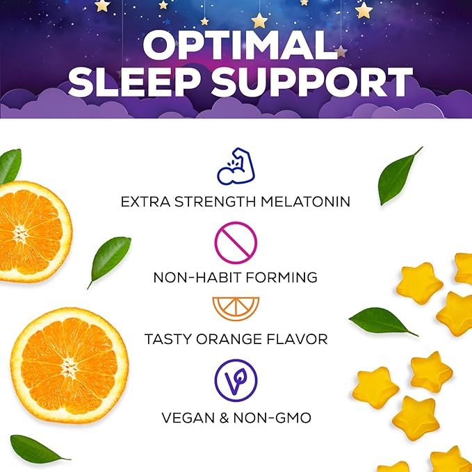 Sleep Gummies 6mg Per Serving - Sugar Free Melatonin Gummy Supplement for Adults - Natural Zero Sugar Sleeping Gummy for Adults & Kids, Orange Flavored, Extra Strength Sleep Support - 120 Gummies