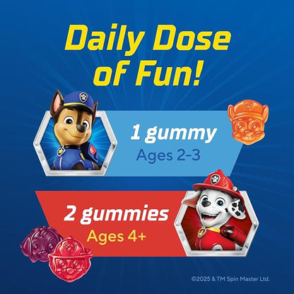 L’il Critters Paw Patrol Gummy Vites Daily Gummy Multivitamin for Kids, Vitamin C, D3 for Immune Support Cherry, Orange and Blueberry Flavors, 190 Gummies