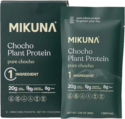 Mikuna Chocho Superfood Protein, Plant-Based Protein Powder, Travel Packs - Vegan, Gluten Free, 3g Net Carbs or Less, and Bioavailable, Non-Isolate (8 Servings, Pure Chocho)