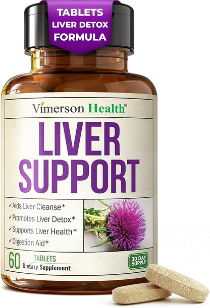 Vimerson Health Liver Cleanse Detox & Repair - Milk Thistle Supplement with Silymarin, Dandelion Root, Artichoke & Zinc for Liver Support, Digestion, Energy with Milk Thistle Extract, 60 Tablets