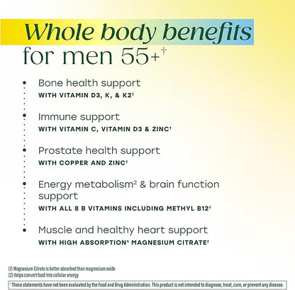 MegaFood Whole Body 55+ Mens Multivitamins - Gummy Multivitamin for Men - Magnesium Citrate, Vitamin D3 K2 & Zinc - Muscle & Bone Health - Brain, Heart & Immune Support - 90 Gummies, 30 Servings