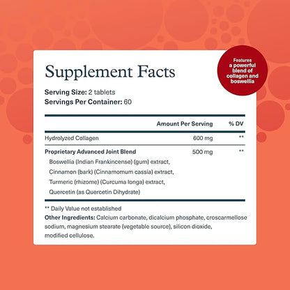 Youtheory Joint Collagen Advanced - Contains Undenatured Type II Collagen & Herbal Ingredients - Contains Bovine Source - Shellfish Free - 120 Tablets (60-Day Supply)