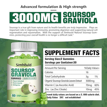 Simhould 1 Pack Soursop Graviola Gummies