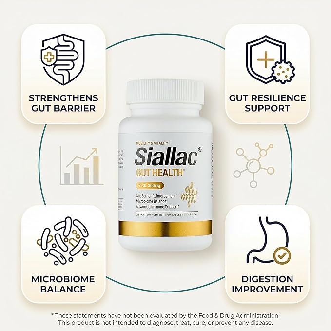 Gut Health - Gut Barrier Function, Epithelial Cell Growth, Immune Support, Enhances Nutrient Absorption, Microbiome Balance (HMO 3'-SL) (1 Pack)