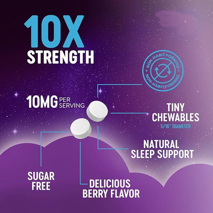 Melatonin 10mg Per Serving - Fast Dissolve Sleep Support Supplements for Adults - Extra Strength Melatonin Tablets for Restful Sleep Support, Strawberry Flavor, Vegetarian - 60 Day Supply
