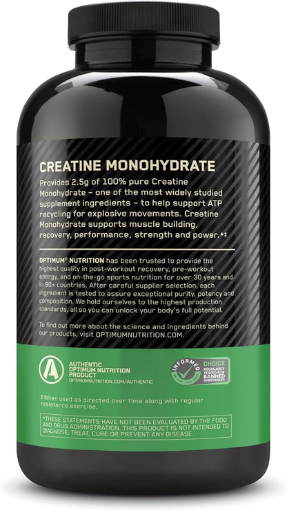 Optimum Nutrition Micronized Creatine Monohydrate Capsules, Keto Friendly, 2500mg, 200 Capsules (Packaging May Vary)