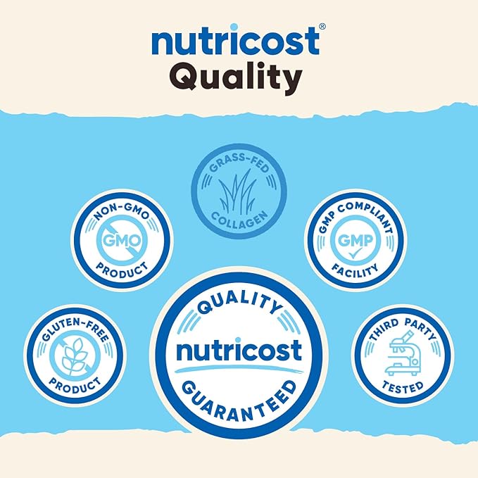 Nutricost Pure Collagen Hydrolysate (Bovine) Powder (3 Pack) - Grass Fed Bovine Collagen, 1LB Each