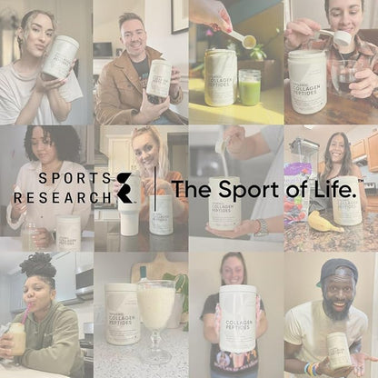 Sports Research Multi Collagen Protein Powder (Type I, II, III, V, X) with Hyaluronic Acid + Vitamin C | 5 Types of Food Based Collagen, 30 Servings (Chocolate)