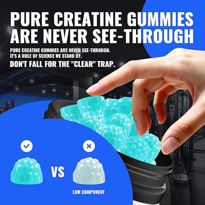 Natures Aid Creatine Monohydrate Gummies (5g) – Pre-Workout Energy & Muscle Growth Support for Men & Women | Blueberry Electrolyte Gummies (135 Count)