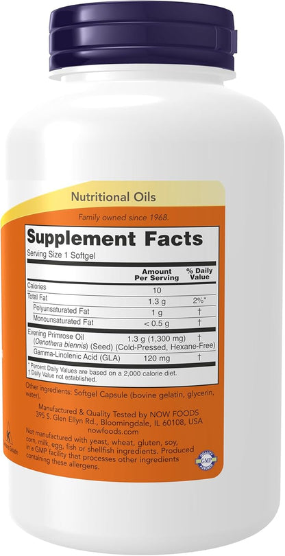 NOW Foods Supplements, Super Primrose 1300 mg with Naturally Occurring GLA (Gamma-Linolenic Acid), 120 Softgels, (Pack of 2)