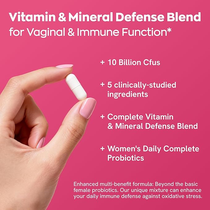 Gynable Vaginal Probiotics for Women Odor & Itch Support, Urinary | pH Balance, Female Probiotics 10 Billion CFU Lactobacillus Probiotics Blend,Selenium-Vitamin C/E/D3 Promote Immune Health,60 Count