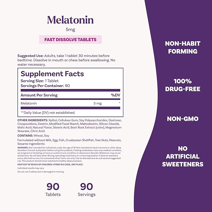 Natrol 5mg Fast Dissolve Tablets Melatonin Strawberry Flavor